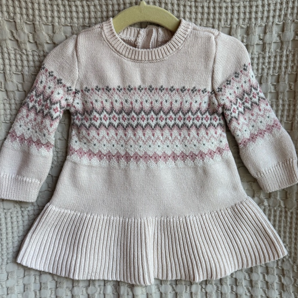 GAP Light Pink Fair Isle Sweater Dress